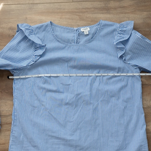J. Crew Blue and White Striped Blouse with Ruffle Sleeves - Picture 6 of 6
